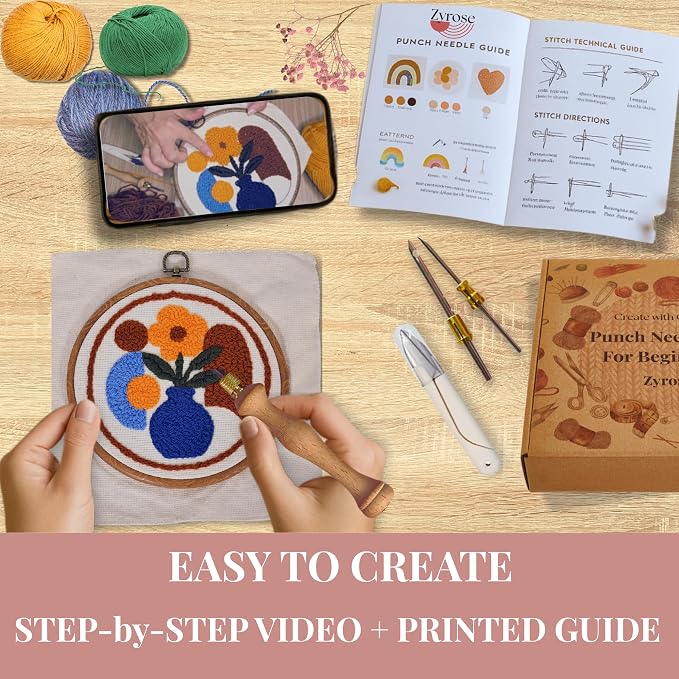 Zyrose Punch Needle Kit for Beginners – Modern Embroidery Kit - Image 4