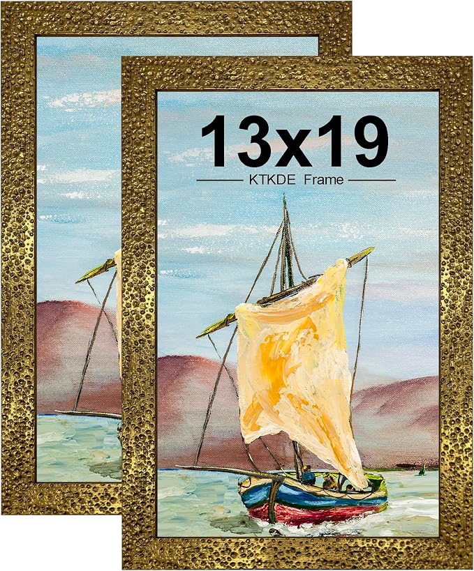KTKDE 13x19 Picture Frame Set of 2, Ornate Vintage Gold Poster Frames by KTKDE