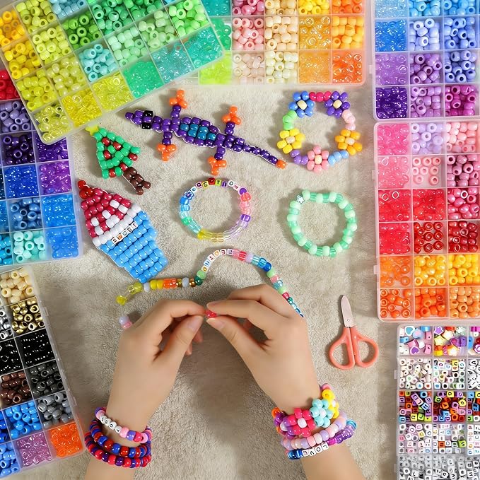 Redtwo 7 Boxes 5000 Pcs Pony Beads Kit, 144 Colors 6x9mm Kandi Beads - Image 4