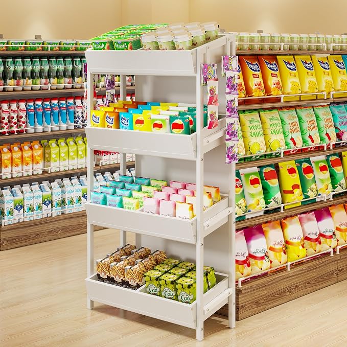 Tribesigns 4-Tier Retail Snack Display Shelf, Snack Rack Display Stand - Image 3