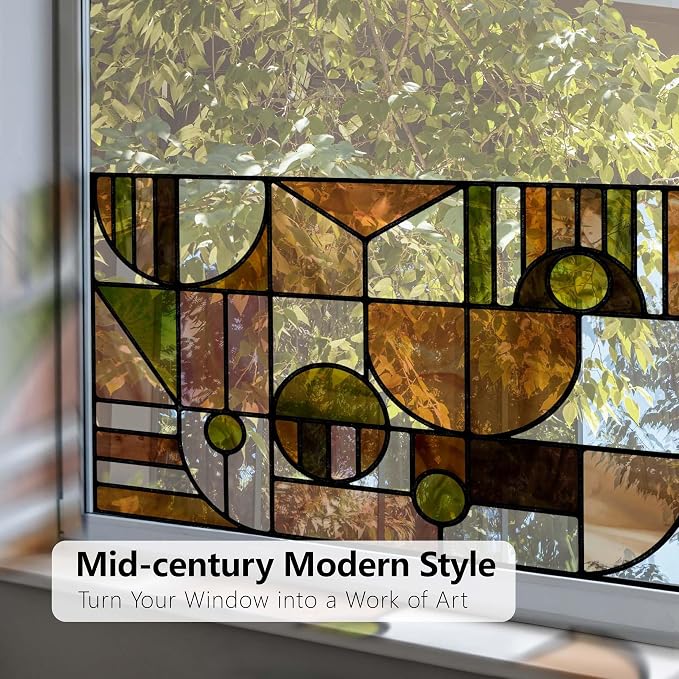 Faux Stained Glass Effect Window Film, Original Double-Sided Hand-Drawn Static - Image 3