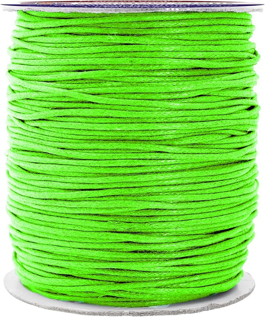 Mandala Crafts 1.5mm 109 Yards Lime Green Cotton Waxed Cord for Jewelry Making Bracelet Cord Waxed String - Beading String Thread Jewelry Cords for Necklaces String