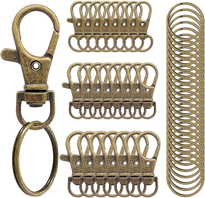 100PCS Swivel Snap Hooks with Key Rings, Premium Metal Swivel Lobster Claw by Sucrown