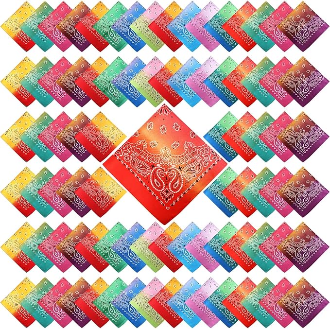 100 Pack Bandanas Unisex Paisley Bandanas Bulk Multi Purpose Cowboy Head Wrap by Handepo