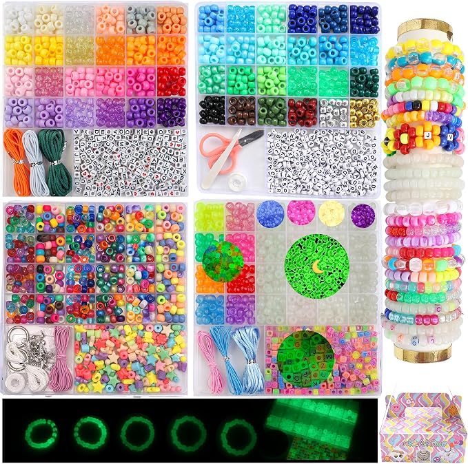 Acrylic Pony Beads Jewelry Making Kit – 96 Colors, UV Color Changing & Glow by NikkiGuojewelry