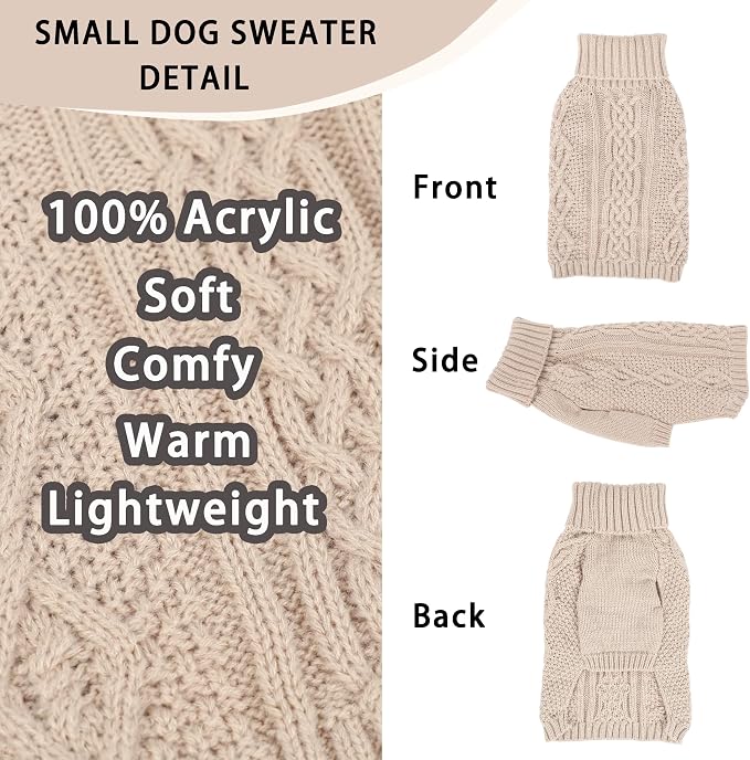 Dog Sweaters Small Dog Clothes Winter Turtleneck Puppy Sweater Warm Pet Cat - Image 4
