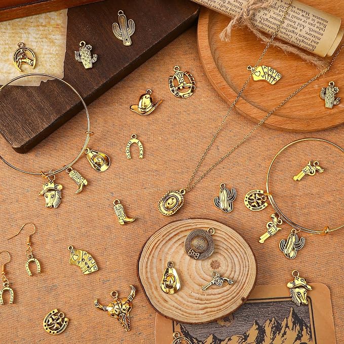 MARFOREVER 40 Pcs/20 Pairs Western Cowboy Cowgirl Charms - Image 5