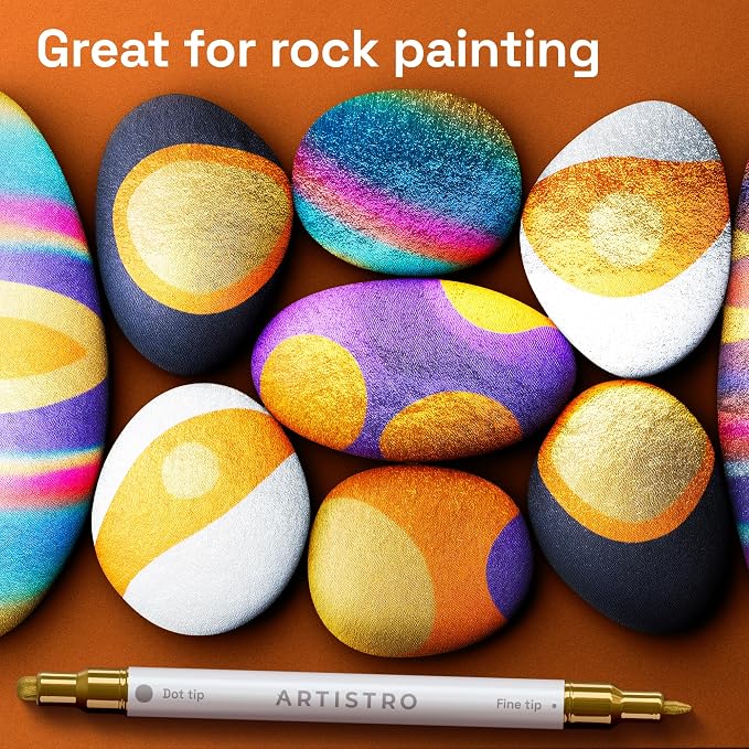 ARTISTRO 12 Metallic Dual-Tip Acrylic Paint Markers – Paint Pens Set - Image 8