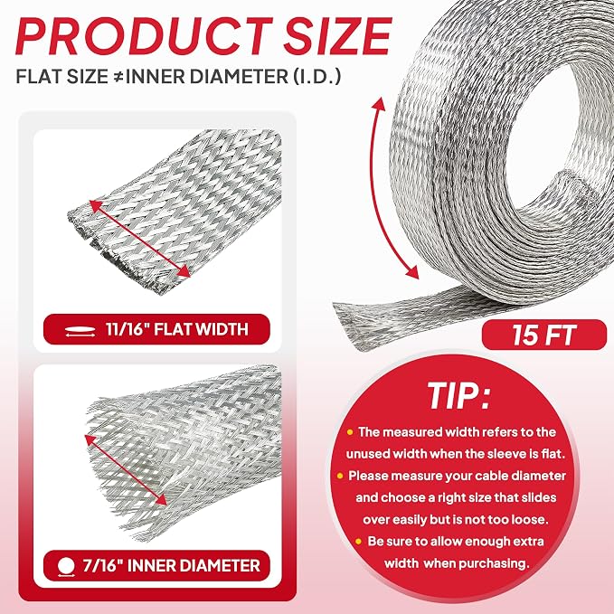 Tinned Copper Wire Grounding Braid Cable Shielding Sleeve Metal Wire Sheathing - Image 2