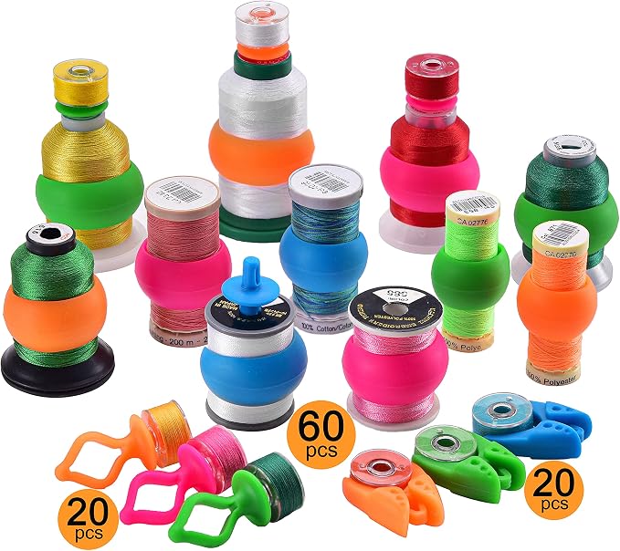 New brothread 60 Thread Spool Holder + 20 Bobbin Holders + 20 Bobbin Clips by Newbrothread