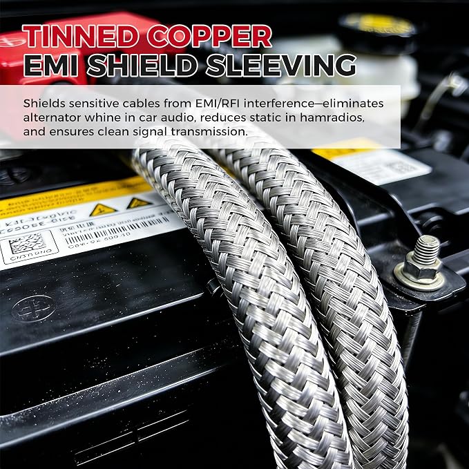 Tinned Copper Braid Cable Wire Shielding Sleeve Ground Straps Protection Flat - Image 5