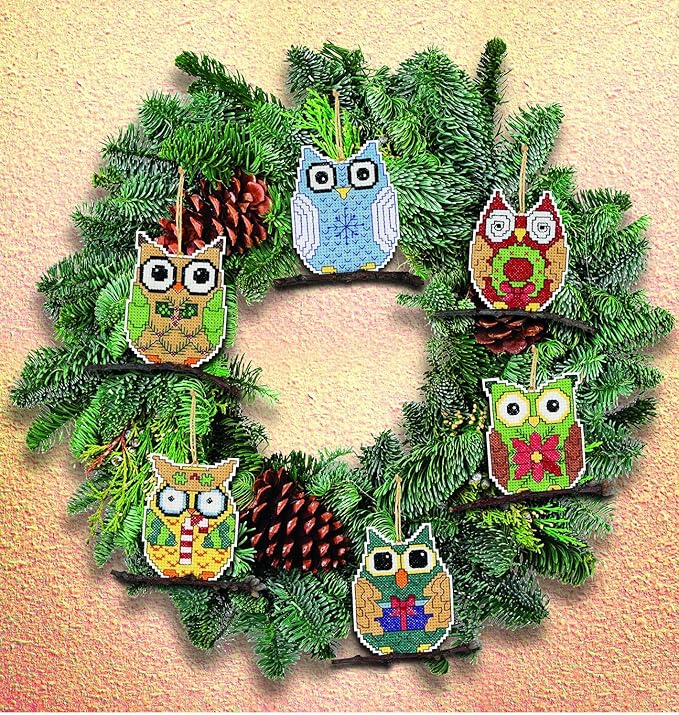 Janlynn Corp. Counted Cross Stitch Kit, Owl Ornaments by Janlynn