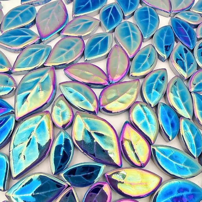 500g/1.1lb Leaf-Shaped Ceramic Mosaic Tiles, Ceramic Mosaic Pieces - Image 3