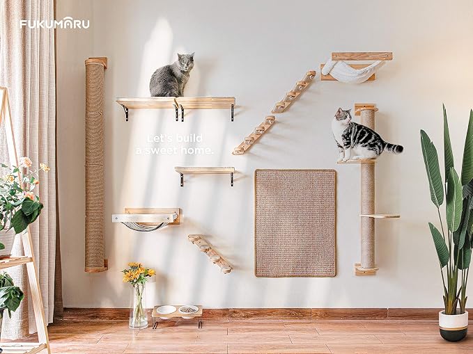 FUKUMARU Cat Hammock Wall Mounted, Kitty Beds and Perches, Wooden Cats Furniture - Image 7