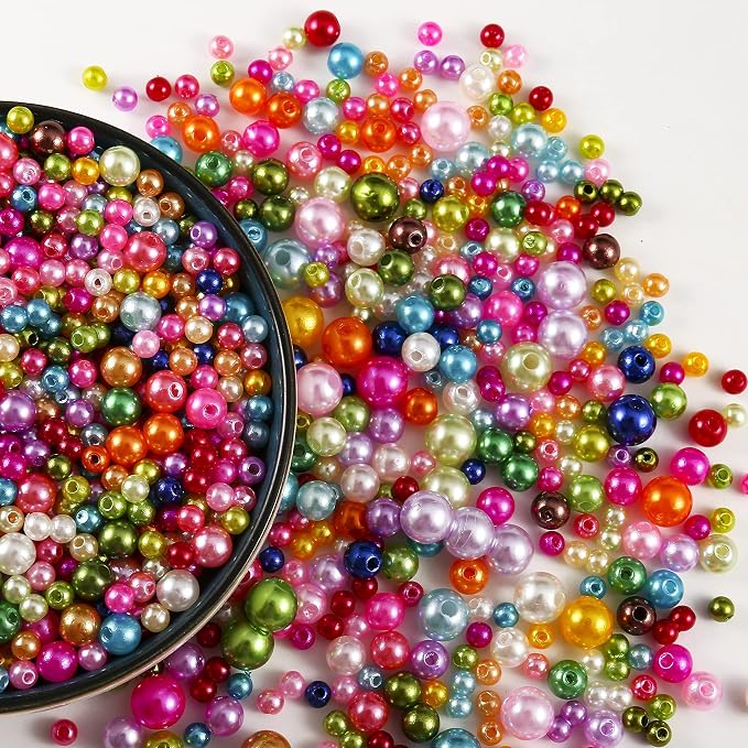 ToBeIT 2270pcs Satin Luste Beads Plastic Pearl Bead Pearls Colored Beads - Image 5