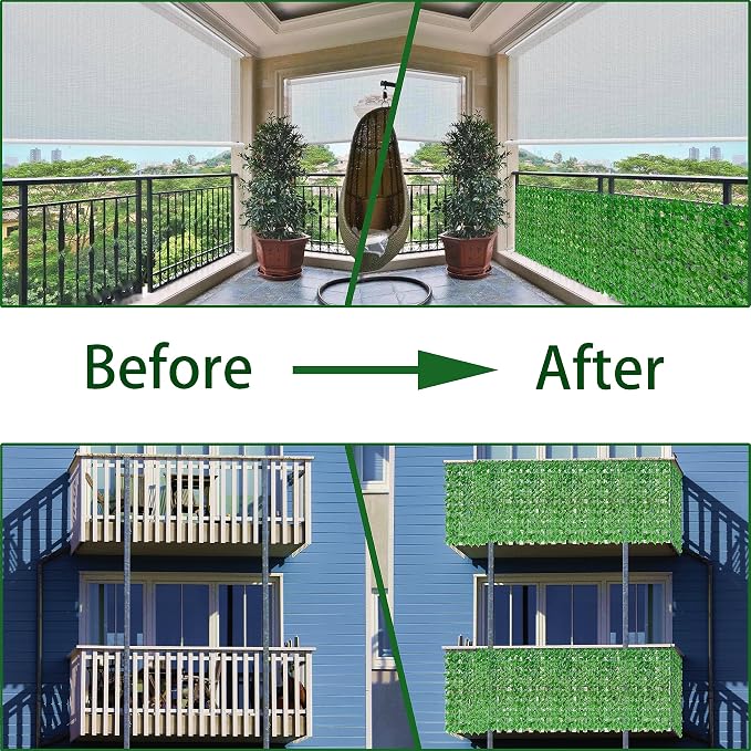 Artificial Ivy Privacy Fence Wall Screen: 72 X144 in UV-Anti Faux Greenery - Image 5