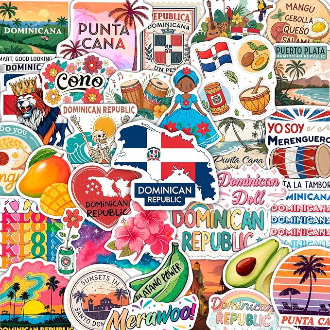 100Pcs Dominican Republic Stickers by BulbaCraft