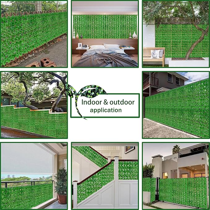 Artificial Ivy Privacy Fence Wall Screen: 72 X144 in UV-Anti Faux Greenery - Image 6