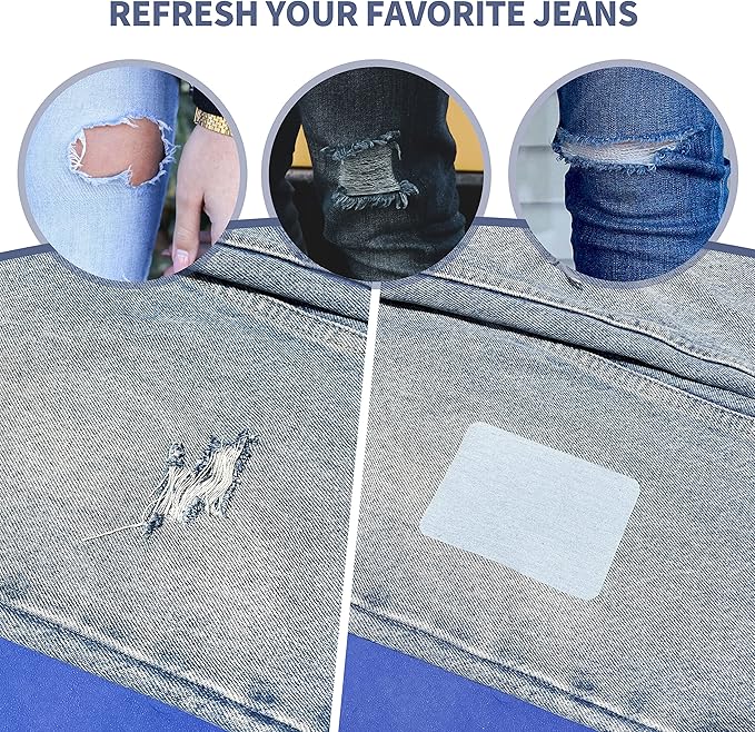 KING MOUNTAIN Iron-on Repair Patch,3"x60"100% Cotton Denim Iron-on Repair Patch, Jeans and Clothing Repair and Decoration Kit (Sky Blue)