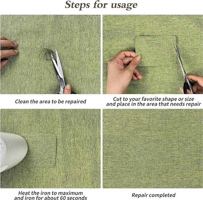 King Mountain Premium Linen Fabric Iron-on Repair Patch, Inside&Outside 3"x60" With Backing Glue, Decorative Kit (Medium Grey)