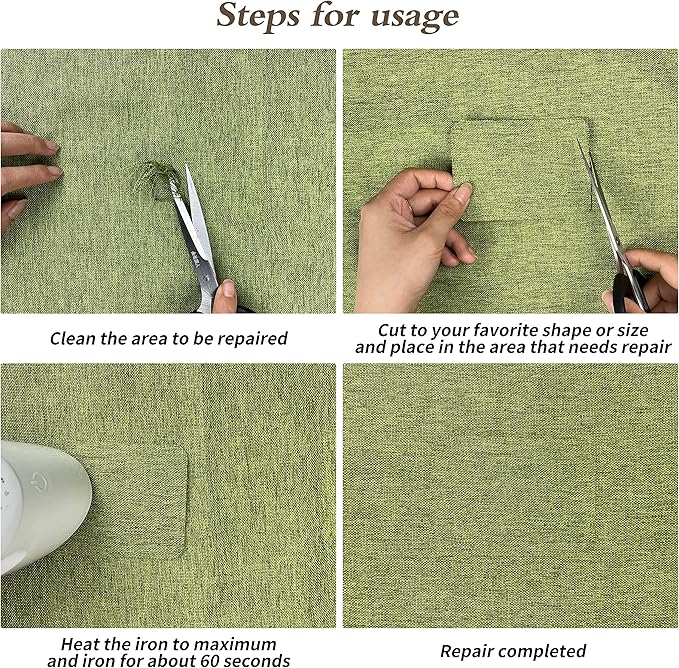 KING MOUNTAIN Linen Fabric Iron-on Repair Patch, Inside&Outside Fabric Repair Patch, 3"x60" with Backing Glue Linen Repair Decorative Patch kit (Off-White)